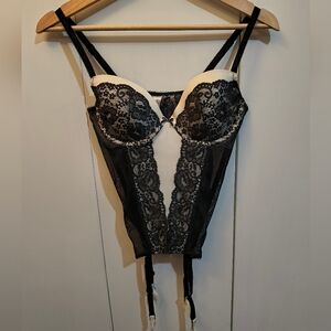 Victoria's Secret Black and White Lace Bustier